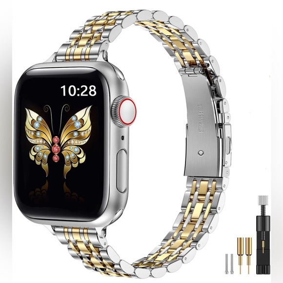 Accessories - Slim Metal Stainless Steel Silver/Gold Apple Watch Band - adjustable size - NWT